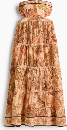 H&M Bandeau-Kleid mit Stufen - Orange/Gemustert