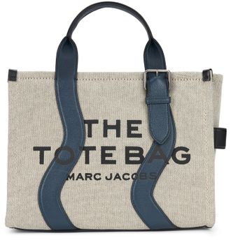 Marc Jacobs Womens Tote Bag Canvas Ivory-Navy Cotton Ivory/navy