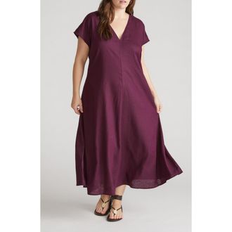 Universal Standard Louvre Tie Back Maxi Dress in Acai Purple at Nordstrom, Size Xs