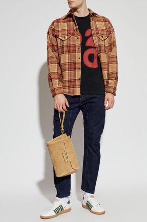 Dsquared2 Checked Pattern Shirt, Mens, Orange