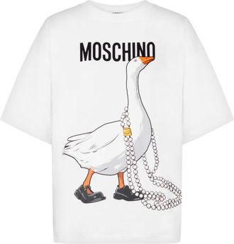 Moschino T-shirt met ganzenprint - Wit