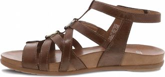 Dansko Womens Jolene Glazed Kid Leather Sandal In Tan