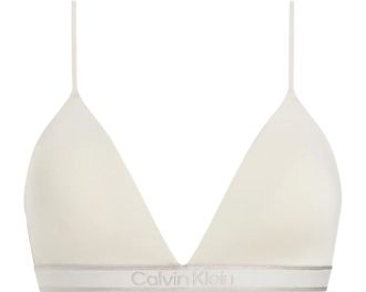 Calvin Klein Womens Women New Stone Logo Lightly Lined Triangle Bra, Sandshell - White - Size: XXL
