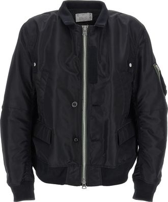 sacai Black Nylon bomber jacket