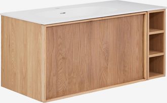Sklum Conjunto De Mueble De Ba&ntilde;o 100x50 Cm Suspendido En Madera Con Lavabo Integrado Endika Sklum