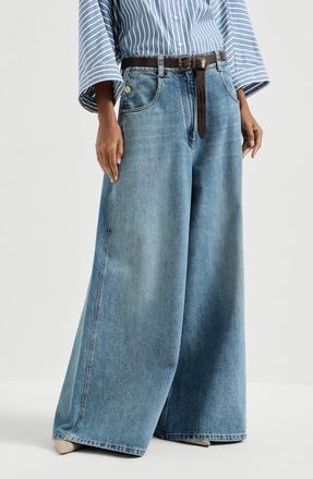 Brunello Cucinelli Maxi trousers in Denim at Nordstrom, Size 40 It