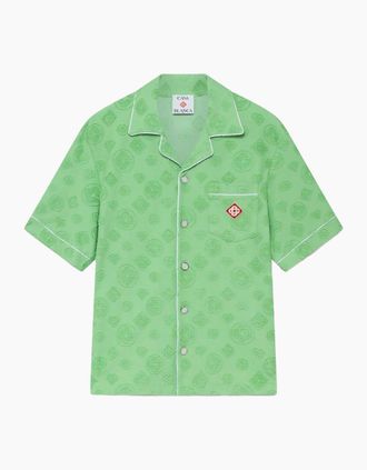 Casablanca Mens Jacquard Towelling Shirt Green - Size: 40/Regular