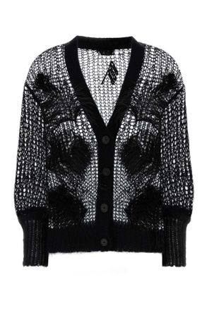 The Attico Black Crochet Cardigan