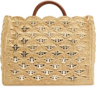 Paco Rabanne Sac A Main Embellished Raffia Tote bag - Natural - One Size