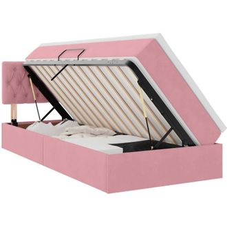 vidaXL Storage Bed with Mattress with Storage Pink 90 x 190 cm Velvet vidaXL