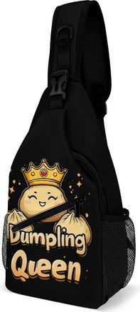 Generic Dumpling Cute Queen Unisex Shoulder Bags Casual Crossbody Chest Bag Sling Backpack for Hiking Cycling Travel
