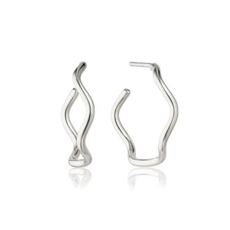 Lily & Roo Silver Wavy Curve Hoop Earrings