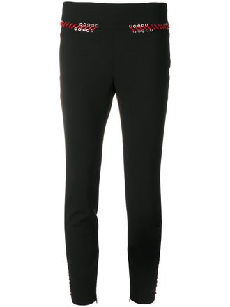 Alexander McQueen lace trim skinny trousers - Zwart