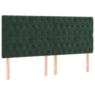 vidaXL Testiera 4 Pz Verde Scuro 90 X 7 X 78/88 Cm In Velluto - Vidaxl