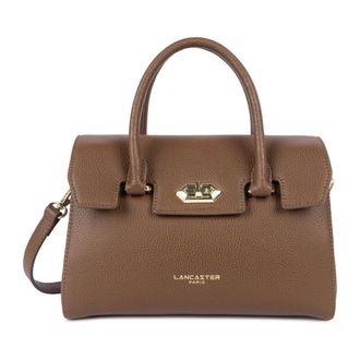 Lancaster Tassen, Dames, Bruin, ONE Size, Leer, Milano Cosmos Schoudertas met Klep Sluiting