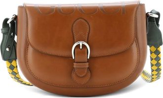 Gucci Charisma Flap Logo Embossed Leather with Braided Detail shoulder bag - Marrone