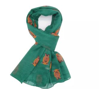 Generic Highland Cow Cattle Print Scarf, Hielan Coo Pattern, Fashion Accessory (Green)
