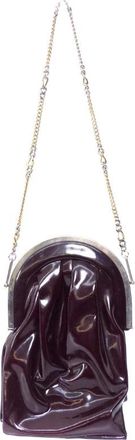 Charles Jourdan Brown Patent Leather Long Chain Vintage Clutch
