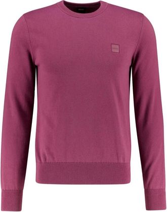 HUGO BOSS Kanovano S Knit - Heren - Ronde hals truien - Rood - S - Katoen - Truien & Vesten
