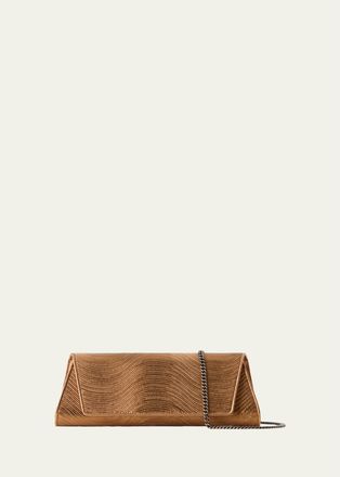 Akris Anouk Wavy Metallic Leather Clutch Bag