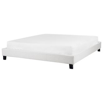 Beliani Cama Con Somier Sin Cabecero Tapizada De Tela De Poli&eacute;ster Gris Claro 180 X 200 Cm Roanne