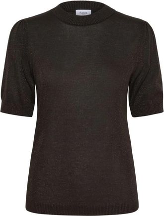 Saint Tropez Rondgebreide Kleding - Dames - Ronde hals truien - Bruin - S - Truien & Vesten