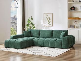 Vente-Unique Divano angolo a sinistra in Tessuto testurizzato Verde - BERENIA