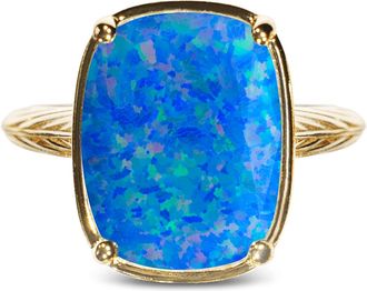 Sterling Forever Sterling Silver Cobalt Blue Opal Elongated Cushion Ring