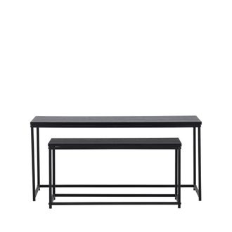 Venture Design Lote de 2 mesas bajas nido de madera y metal - Negro