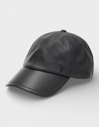 AllSaints Allsaints Mens All Sants Ramskull Leather Baseball Cap Black - Size: ONE size