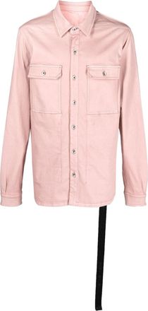 Rick Owens cotton-blend long-sleeved overshirt - men - Cotton/Polyester/Rubber - M - Pink