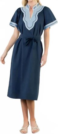 THML Clothing Marin Belted Midi Dress In Navy