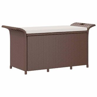 vidaXL Vidaxl - Banco De Jard&iacute;n Con Coj&iacute;n Rat&aacute;n Sint&eacute;tico Marr&oacute;n 116x46x57 Cm