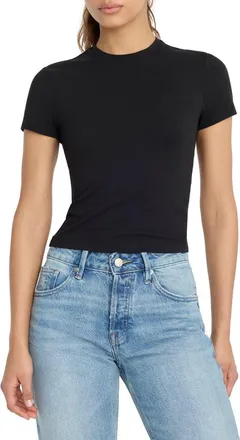 Good American Super Stretch Baby Tee in Black001 at Nordstrom, Size X-Small