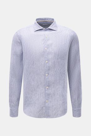 Braun Hamburg Men - Linen shirt shark collar navy/white striped