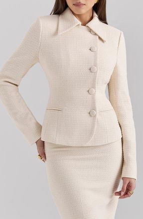 House of CB Misha Bouclé Jacket in Cream at Nordstrom, Size X-Large