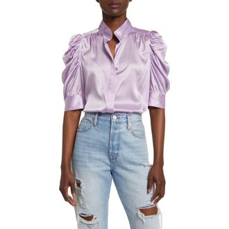 Frame Denim Gillian Stretch Silk Blouse in Lilac at Nordstrom Rack, Size Medium