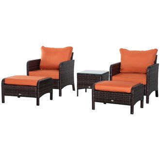 OUTSUNNY 5 Pieces Outdoor Patio Furniture Set Wicker Conversation Set Brown | TJ Hughes