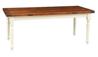 Biscottini International Mesa De Estilo Country Extensible De Madera Maciza De Tilo Armaz&oacute;n Blanco Envejecido Plan Acabado Con Efecto Nogal 200 X90 X80 C