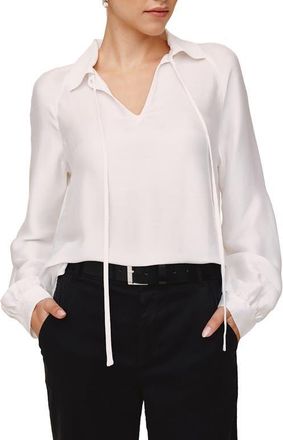 Bella Dahl Tie Neck Raglan Top in White at Nordstrom, Size X-Small