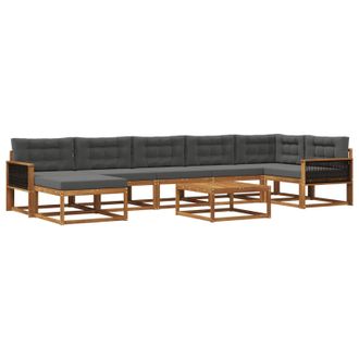 vidaXL Conjunto De Sof&aacute;s De Exterior 8 Pcs Natural Y Antracita Vidaxl