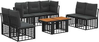 vidaXL Conjunto De Sof&aacute;s De Jard&iacute;n 8 Uds. Negro Y Gris Oscuro Vidaxl