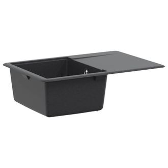 vidaXL Fregadero De Cocina De Un Seno Granito 67 X 46 X 19 Cm Grafito Vidaxl