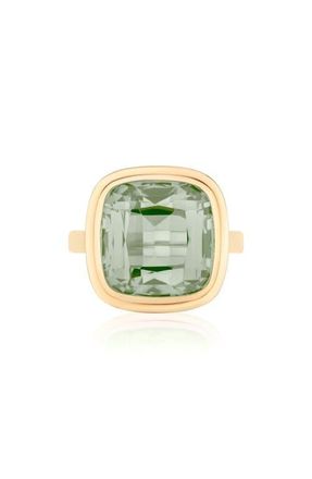 Goshwara Manhattan Cushion Cut Blue Topaz Cocktail Ring in Translucent Green at Nordstrom, Size 7