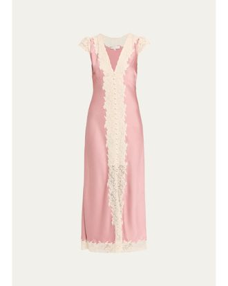 LoveShackFancy Para Laced Crepe Maxi Dress