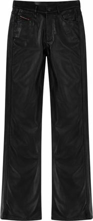 Diesel P-Lain Wide-Leg Leather-Like Finish Polyester Pants