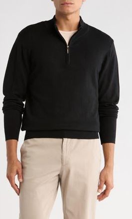 T.R. Premium Slim Fit Quarter Zip Sweater in Black at Nordstrom Rack, Size Xxx-Large