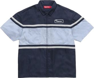 SUPREME SS26 Silk Zip Up S/S Shirt Navy SUP-SS26-327-NVY