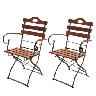 Hhg Juego De 2 Sillas De Jard&iacute;n Hhg 439, Silla Plegable Silla De Jard&iacute;n, Gastronom&iacute;a Calidad Acacia Mvg-certificado, Marr&oacute;n