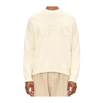 A.P.C. Round-neck Knitwear, male, Beige, Size: M Leo Round-neck Knit